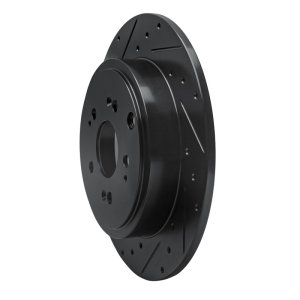 Honda Ridgeline Brake Rotor (1) - Rear Left - R1 Concepts - Drilled & Slotted - Black - `06-`14